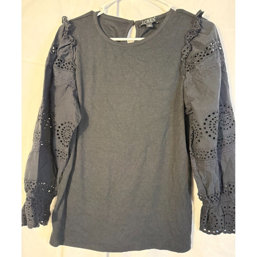 Black Dark Fairy Puffy Sleeve Top Women's Large J Crew Whimsygoth Goth Witchy
